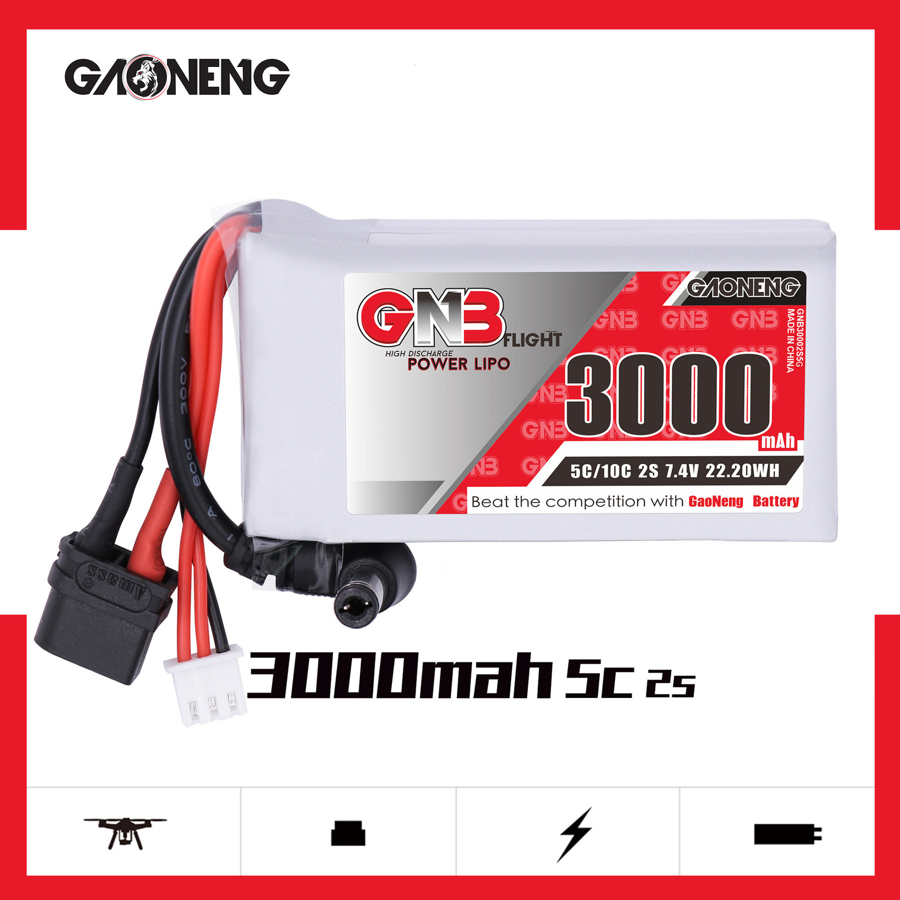 GNB 2S 7.4V 3000mAh 5C/10C ind - Skyzone Sky04X Pro Oled Fpv Goggles recensione e prezzo